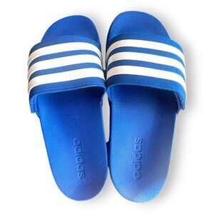 Adidas Unisex Adilette Shower Slides Slip-On Striped GZ3772 Blue/White Size 4